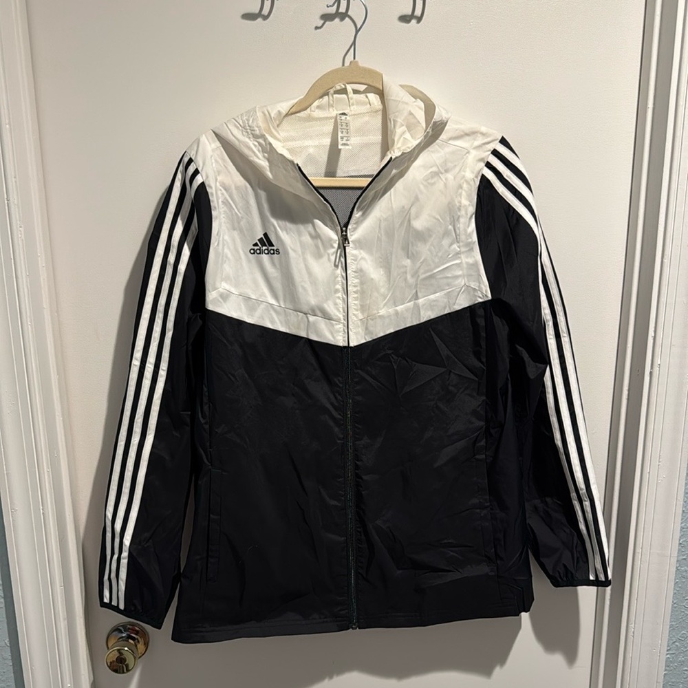 Adidas Trio Black & White Windbreaker Track Jacket